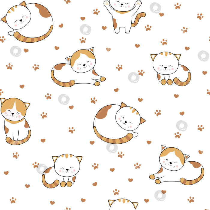 Скачать Кавайные рыжие кошки или котята в забавных позах. Милые котята для печати или оформления наклеек. фотосток Ozero