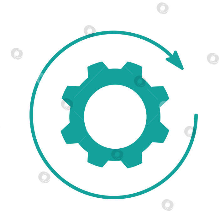 Скачать значок со стрелкой и шестеренкой, концепция бизнес-процесса, фотосток Ozero