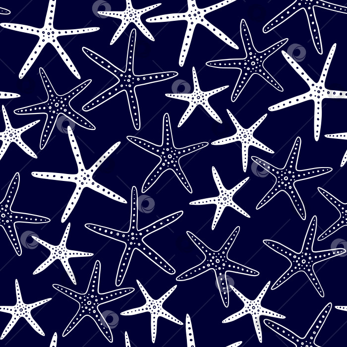 Скачать Морской бесшовный узор. Красивый векторный фон с морскими звездами. фотосток Ozero