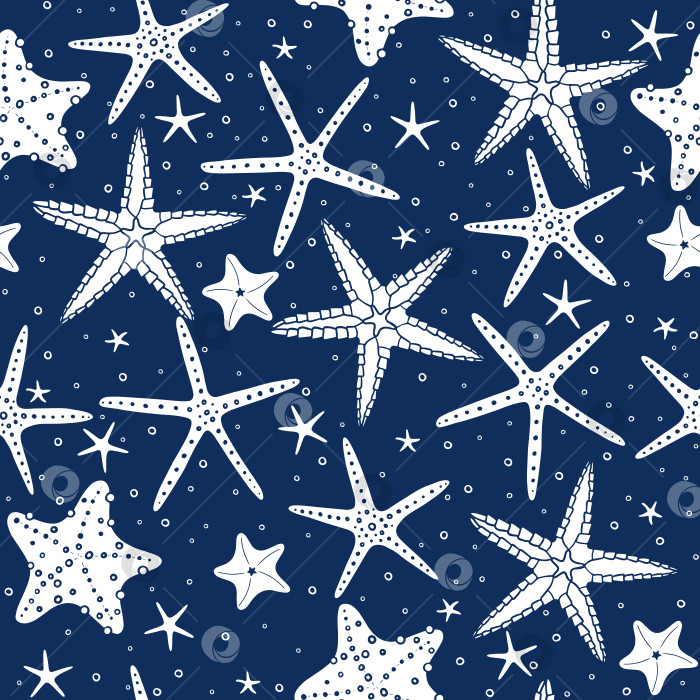 Скачать Морские звезды, нарисованные вручную векторным бесшовным рисунком. фотосток Ozero