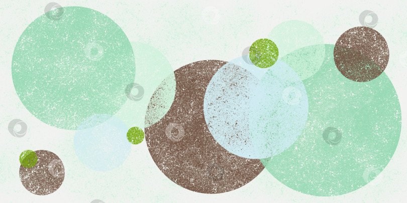 Скачать Акварельный абстрактный фон в стиле гранж с мятными, коричневыми, шоколадными кругляшками. Иллюстрация с геометрическими фигурами фотосток Ozero