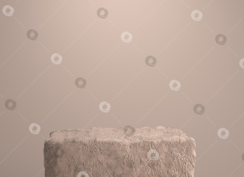 Скачать Каменный подиум с бежевой текстурой. Фон с каменной подставкой для презентации продукта. 3D рендеринг фотосток Ozero