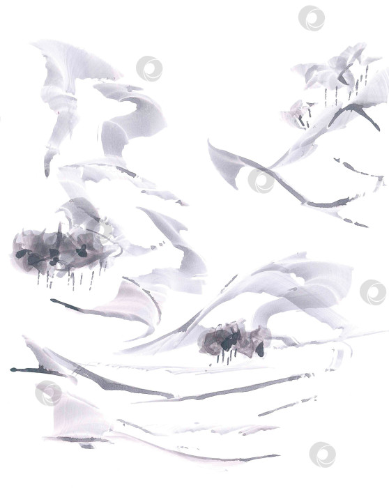 Скачать Нежный акварельный романтический абстрактный ночной пейзаж в пастельных тонах фотосток Ozero