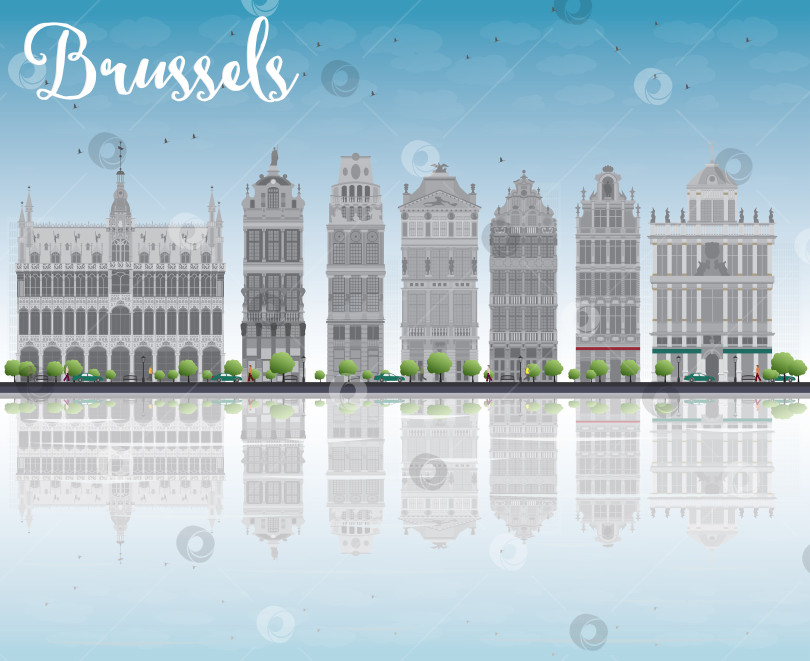 Скачать Горизонт Брюсселя с богато украшенными зданиями на площади Гран-Плас фотосток Ozero