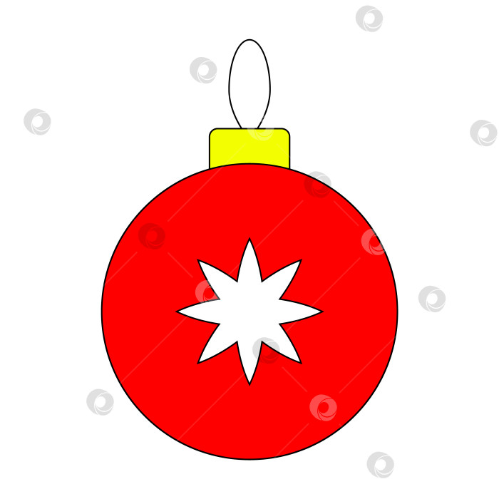 Скачать Круглый рождественский шар со звездой. Красный мяч, игрушка для Христа фотосток Ozero