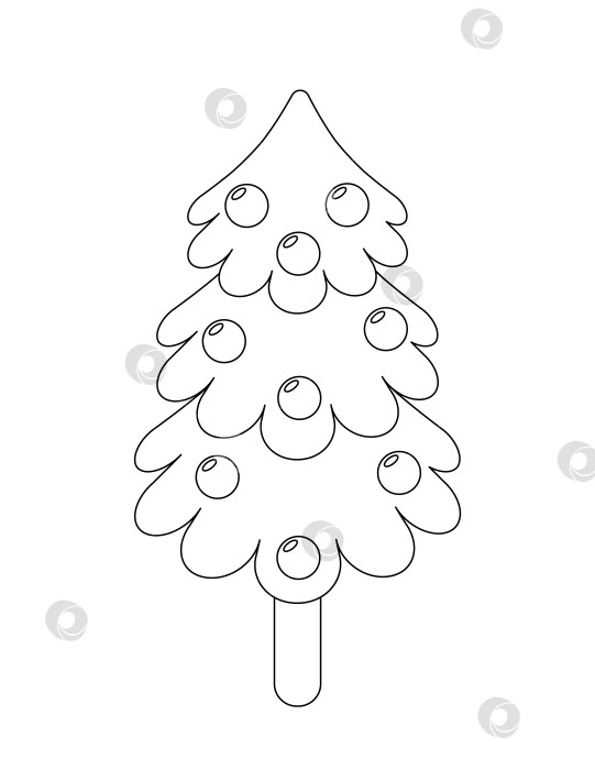 Скачать Рождественская елка в стиле каракулей. Контурный рисунок. Книжка-раскраска для фотосток Ozero