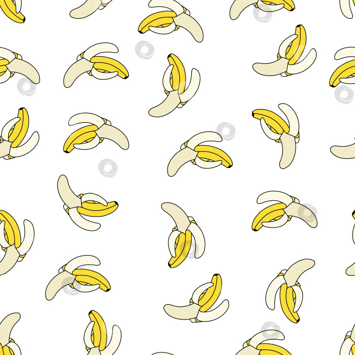 Скачать Бесшовный узор с бананами на белом фоне. Узор с фотосток Ozero