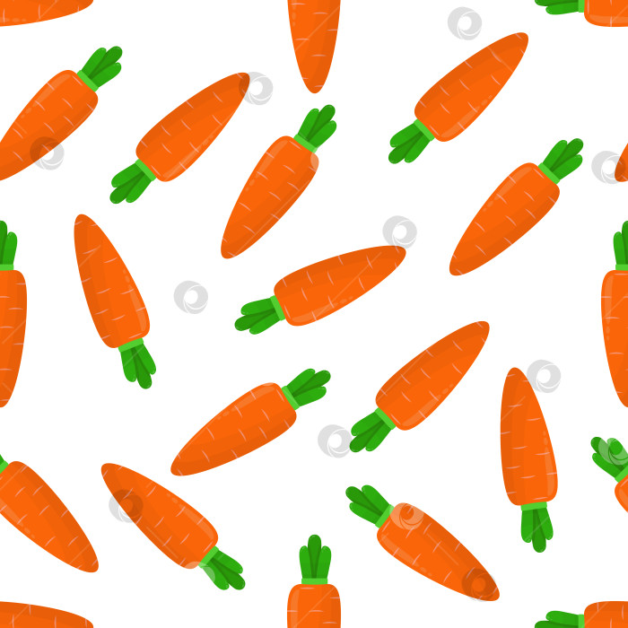 Скачать Бесшовный узор с морковью на белом фоне. Симпатичный текстиль фотосток Ozero