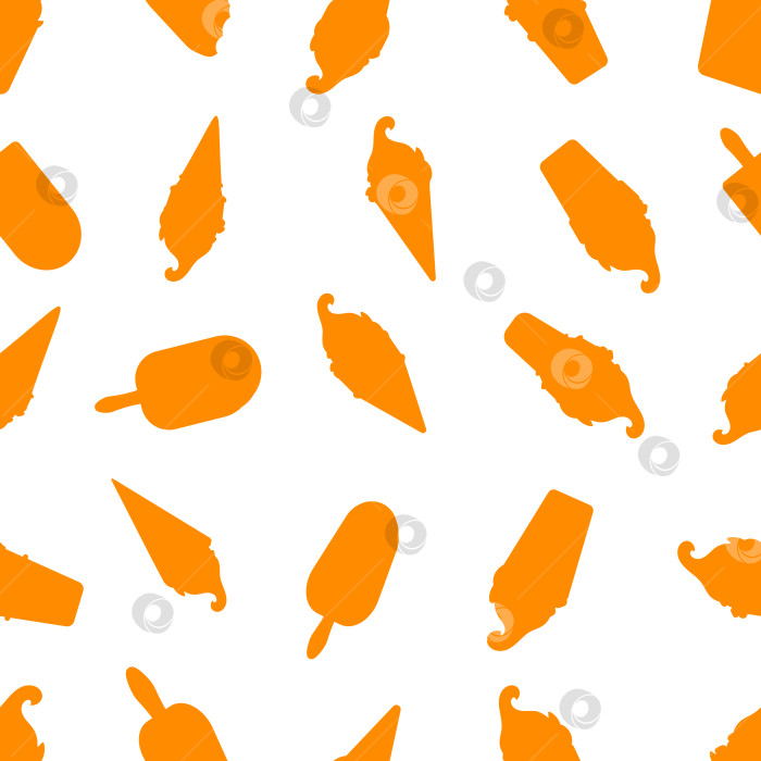 Скачать Узор силуэта оранжевого мороженого, бесшовный узор на белом фотосток Ozero