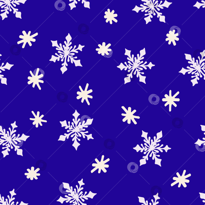 Скачать Бесшовный узор со снежинками на синем фоне Рождество фотосток Ozero