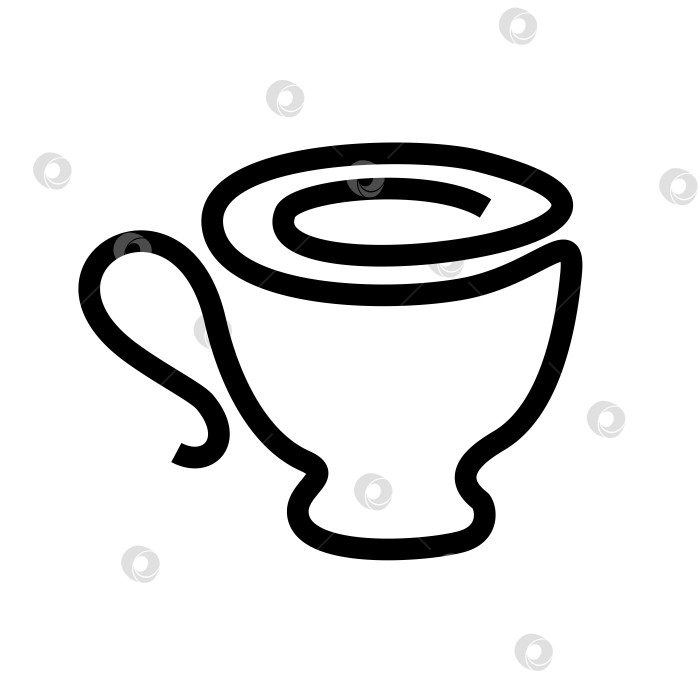 кружка логотип из тонкой линии. чашка иконка минимализм. посуда для горячих  напитков - Ozero - российский фотосток