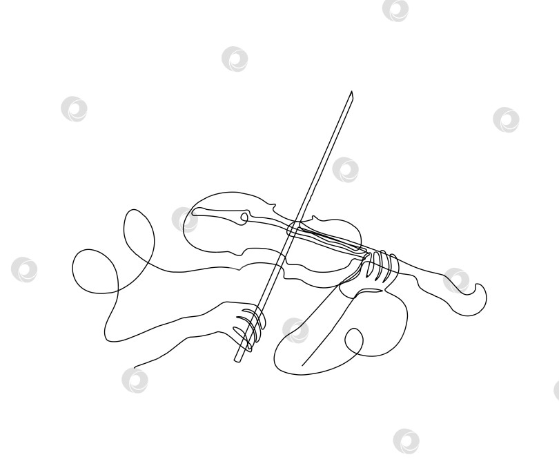 Скачать абстрактные руки музыканта, играющего на скрипке Непрерывный рисунок в одну линию фотосток Ozero
