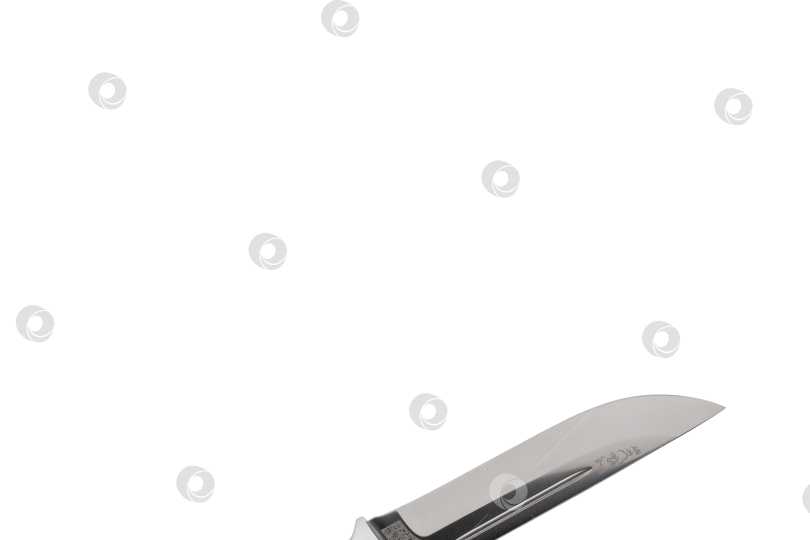 Скачать охотничий нож ручной работы из нержавеющей стали с деревянной ручкой, изолированный на белом фоне фотосток Ozero