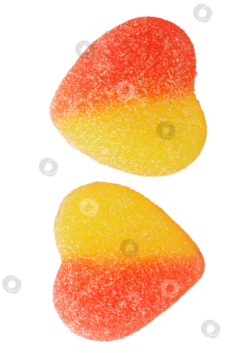 Скачать желтый и розовый мармелад в форме сердечек, конфеты в сахаре фотосток Ozero