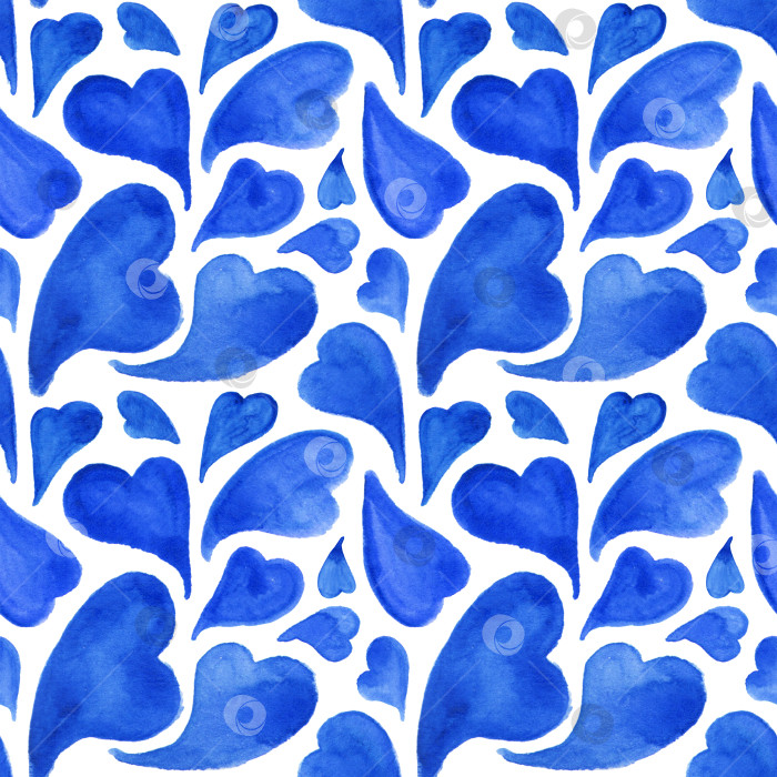Скачать Акварельно-голубые сердечки с бесшовным рисунком на День Святого Валентина фотосток Ozero