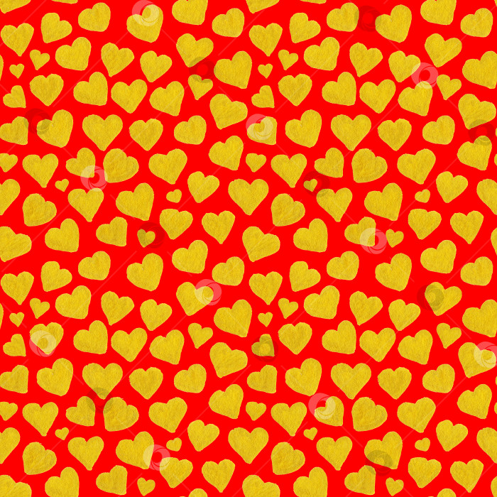 Скачать Акварельный бесшовный узор в виде золотых сердечек на День Святого Валентина фотосток Ozero