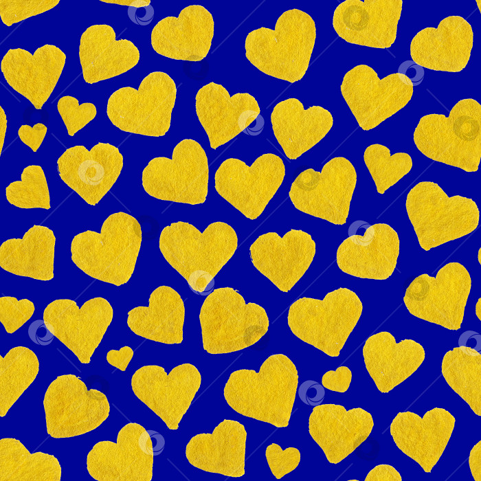 Скачать Акварельный бесшовный узор в виде золотых сердечек на День Святого Валентина фотосток Ozero