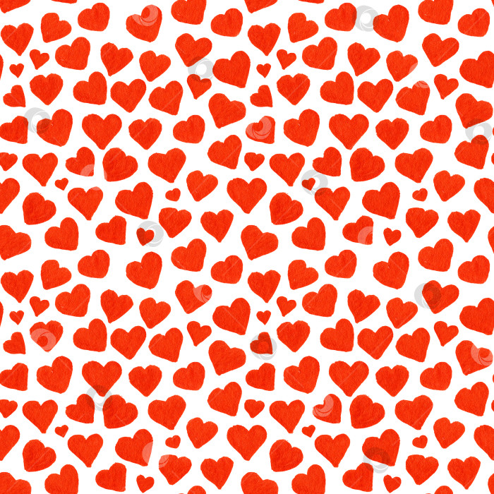 Скачать Акварельные красные сердечки с бесшовным рисунком на День Святого Валентина фотосток Ozero