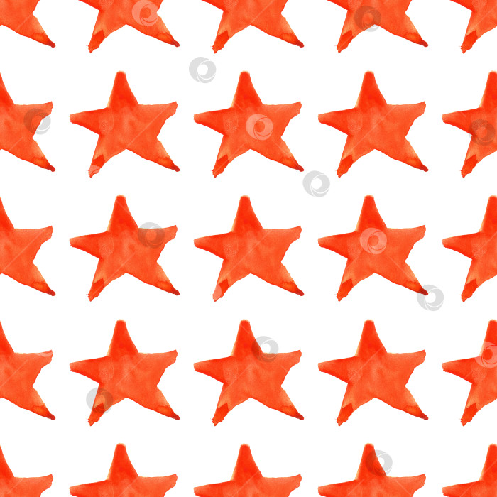 Скачать Акварельный красно оранжевый символ пятиконечной звезды бесшовный фон с рисунком фотосток Ozero