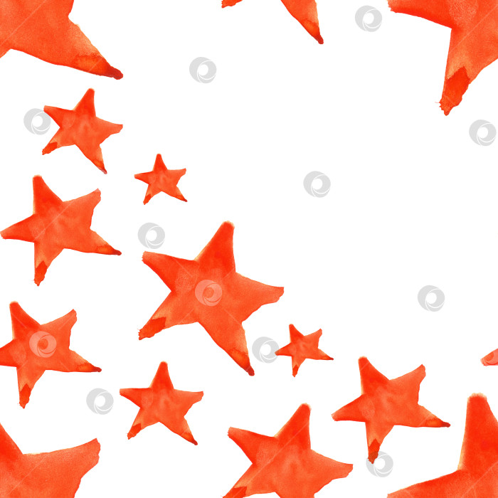 Скачать Акварельный красно оранжевый символ пятиконечной звезды бесшовный фон с рисунком фотосток Ozero