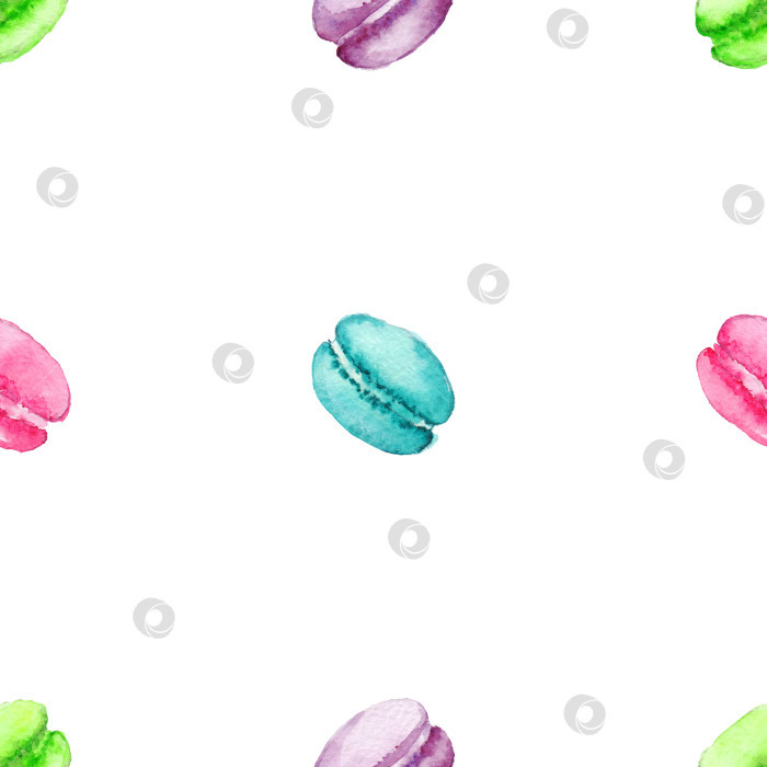 Скачать Акварельный сладкий десерт фрукты ягоды макарун бесшовный узор фоновая текстура фотосток Ozero