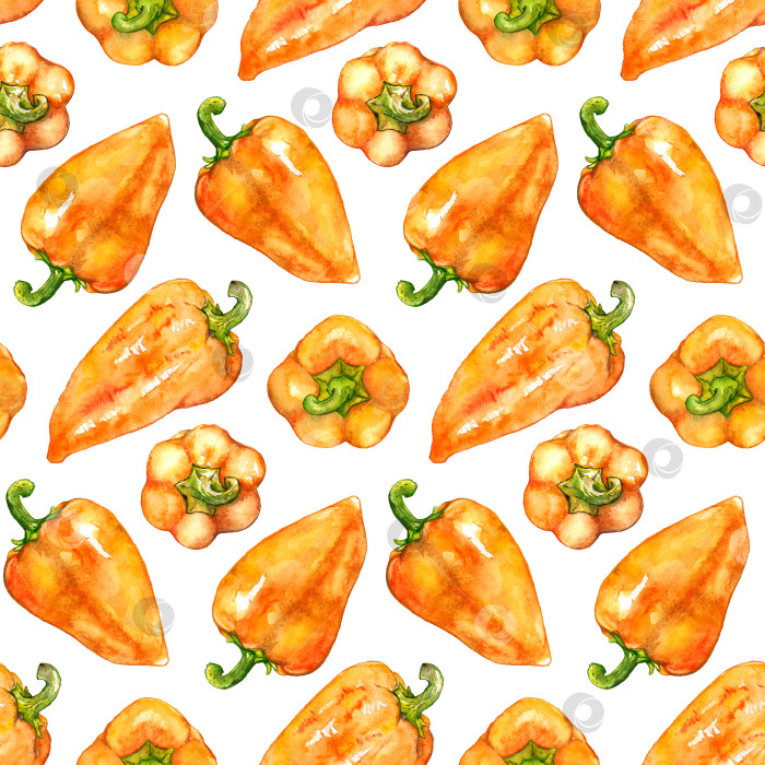 Скачать Акварельный оранжевый желтый сладкий болгарский перец овощной бесшовный узор текстурный фон фотосток Ozero