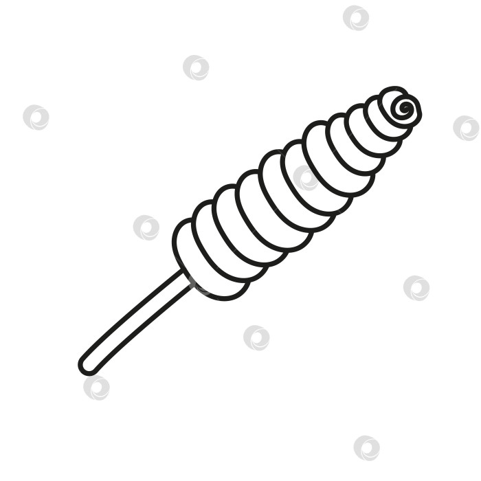 Скачать Сладости-леденцы, скрученный леденец с изолированными каракулями. Контурная векторная иллюстрация. Концепция Icon sweet. фотосток Ozero