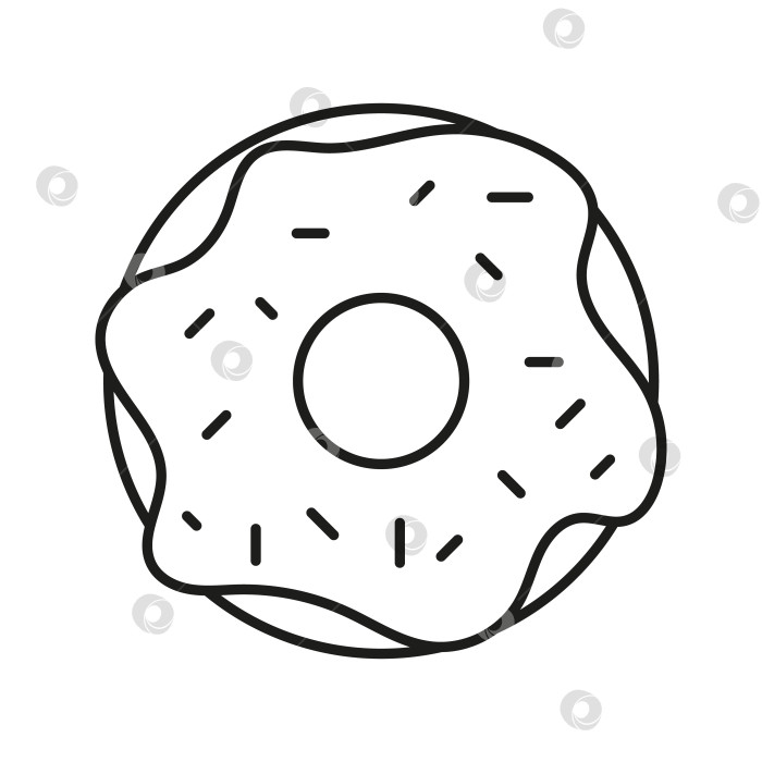 Скачать Изолированный пончик с каракулями, черно-белый. Контурная векторная иллюстрация значка концепции сладостей. фотосток Ozero