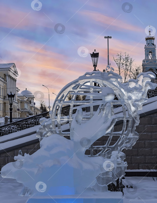 Скачать Рождественская выставка ледяных скульптур, Храм на Крови в Екатеринбурге, Рождество 2022 фотосток Ozero
