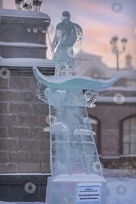 Скачать Рождественская выставка ледяных скульптур, Храм на Крови в Екатеринбурге, Рождество 2022 фотосток Ozero