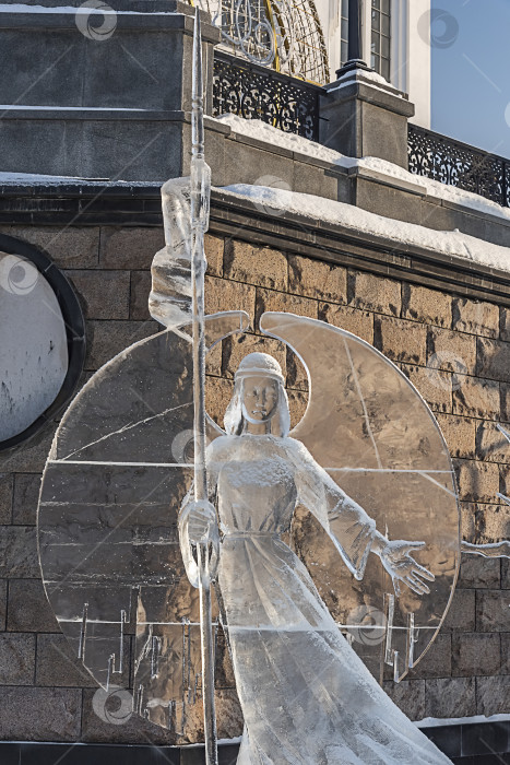 Скачать Рождественская выставка ледяных скульптур, Церковь на Крови в Екатеринбурге, Рождество 2020 фотосток Ozero