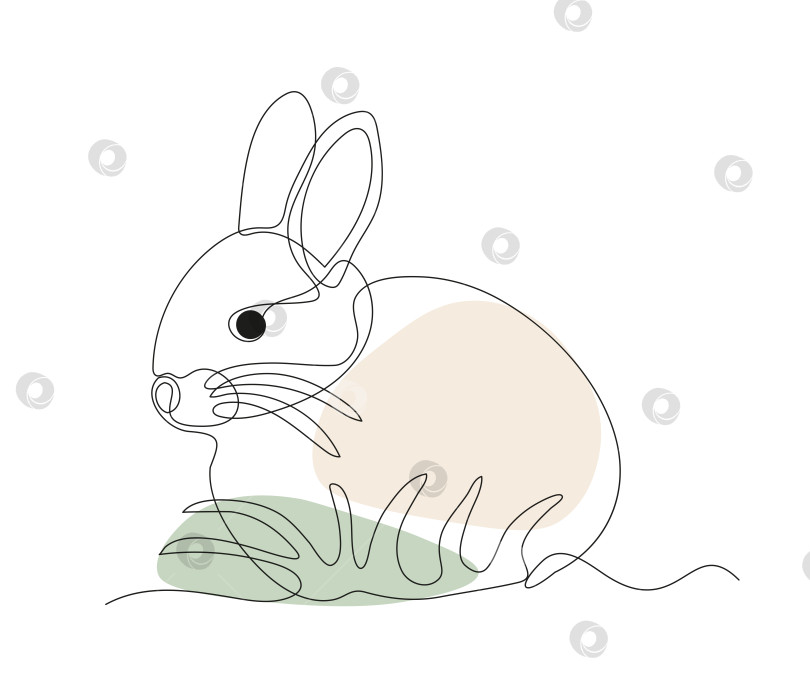 Скачать абстрактный рисунок кролика или маленького зайца Непрерывный в одну линию фотосток Ozero
