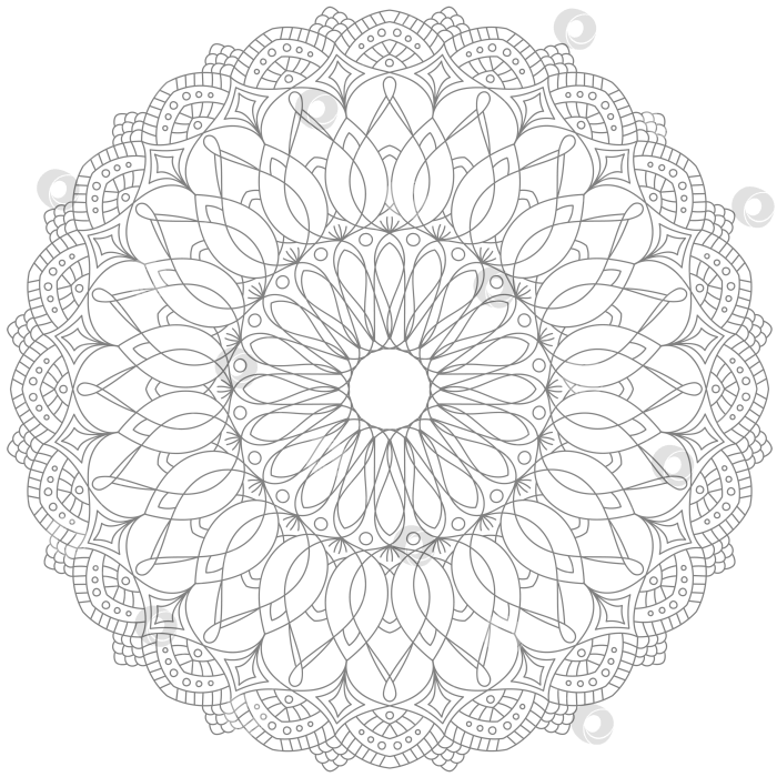Скачать Мандала для раскрашивания. Винтажные декоративные элементы. Восточный узор, векторная иллюстрация. традиционные восточные мотивы. Антистрессовая терапия. png фотосток Ozero
