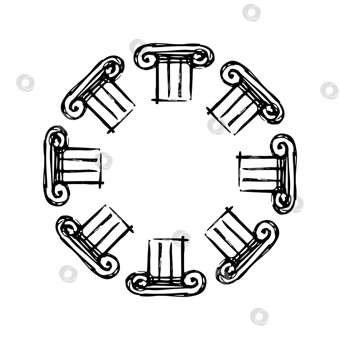 Скачать греческая колонная круглая рамка. архитектурный элемент нарисован рукой фотосток Ozero