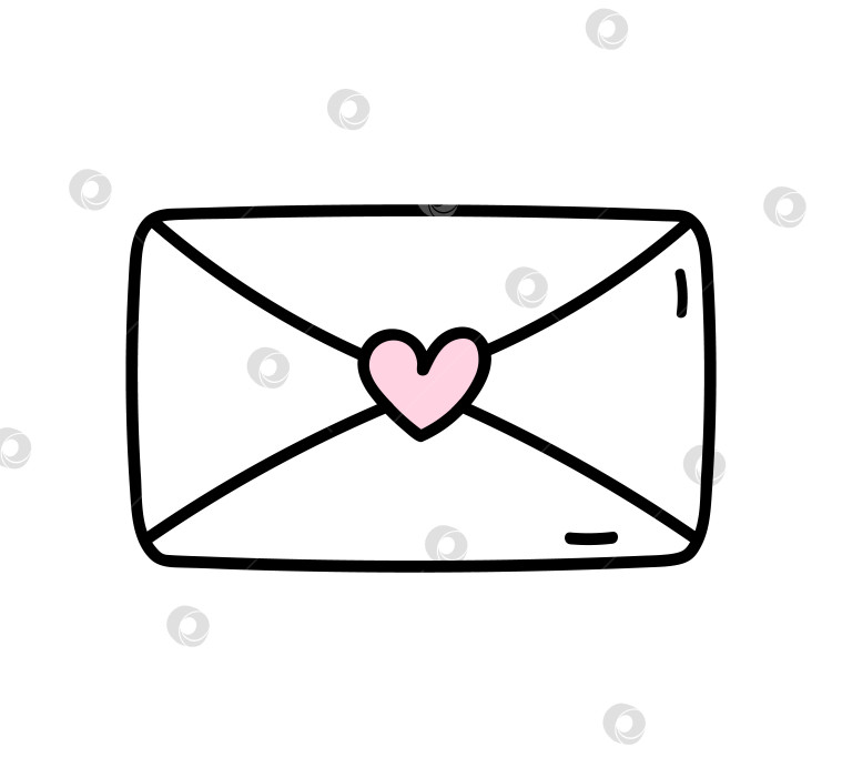 Скачать Симпатичный закрытый конверт с сердечком, выделенным на белом фоне фотосток Ozero