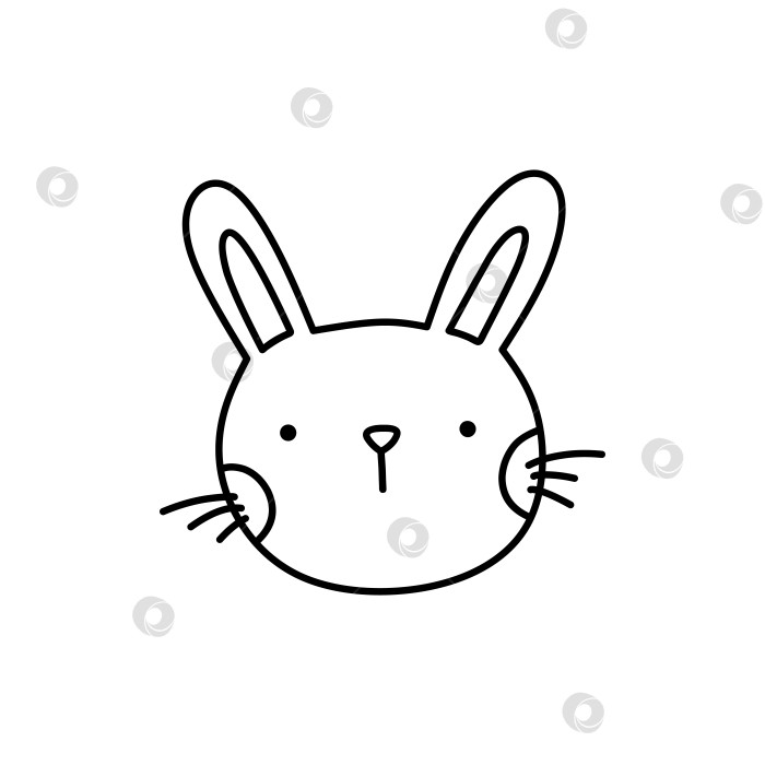 Скачать Милый кролик, изолированный на белом фоне. Векторная рисованная иллюстрация в стиле каракулей. Идеально подходит для пасхальных дизайнов, открыток, логотипов, украшений. фотосток Ozero