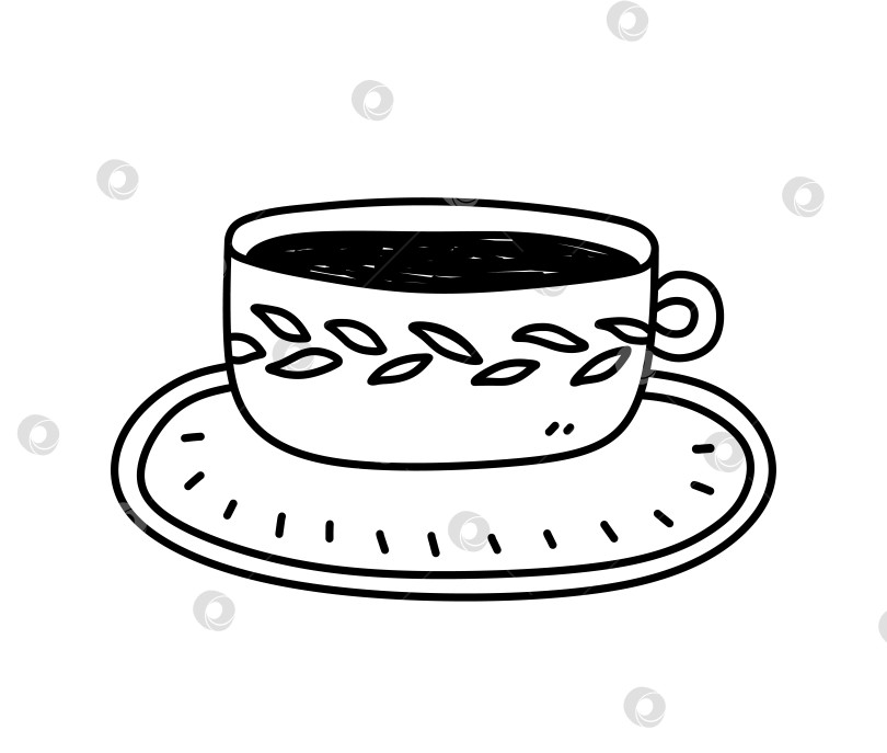 Скачать Симпатичная чашка чая или кофе на блюдце, выделенная на белом фоне. фотосток Ozero