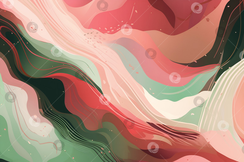 Скачать Генеративный искусственный интеллект. абстрактный фон в красных, розовых и зеленых тонах в органическом стиле дизайна. органические текстуры, естественные формы и изгибы фотосток Ozero