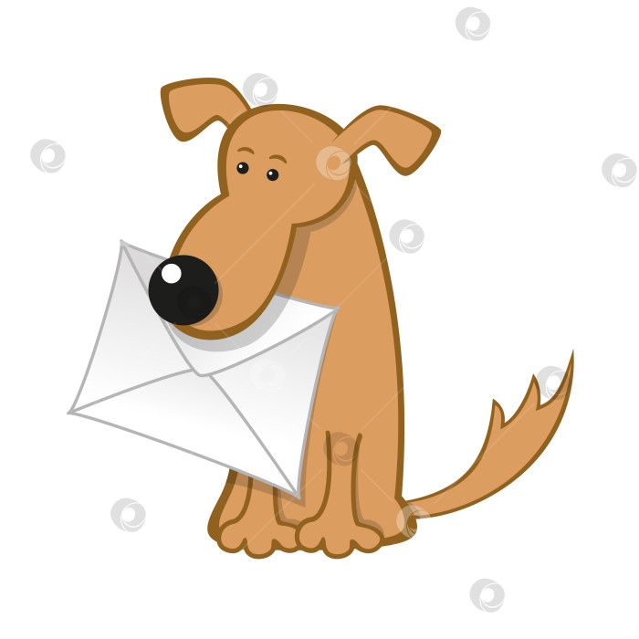 Скачать Векторная мультяшная почтовая собака с конвертом фотосток Ozero
