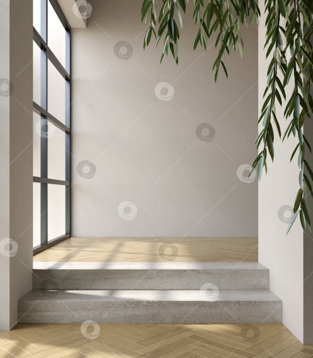 Скачать Концептуальный интерьер пустой комнаты в современном стиле 3d иллюстрация фотосток Ozero