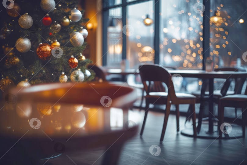 Скачать Рождественское украшение в интерьере местного уютного кафе фотосток Ozero