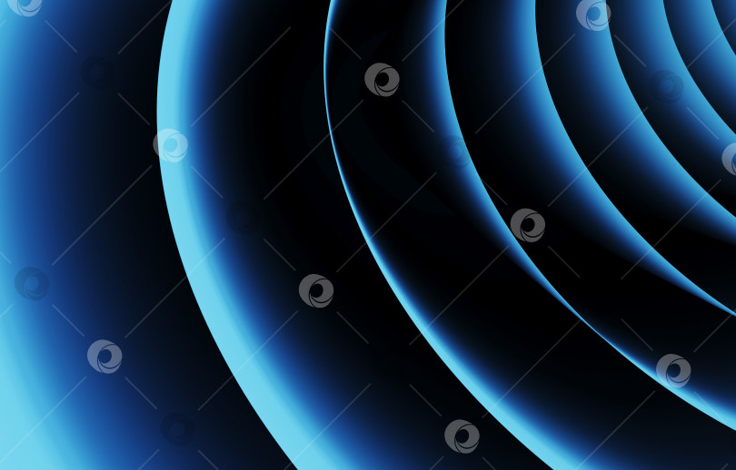 Скачать Синий абстрактный геометрический фон из динамически изогнутых полос, 3d-рендеринг фотосток Ozero