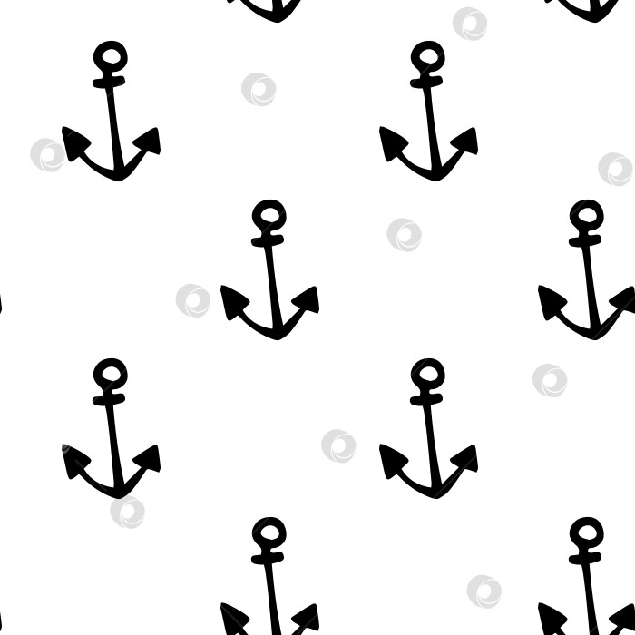 Скачать Векторный бесшовный узор морские якоря, стилизованные под забавные фотосток Ozero