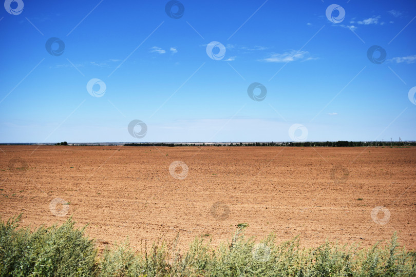 Скачать Вспаханное поле под голубым небом фотосток Ozero