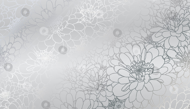 Скачать Серебряные цветы хризантемы в виде нарисованных от руки линий фотосток Ozero