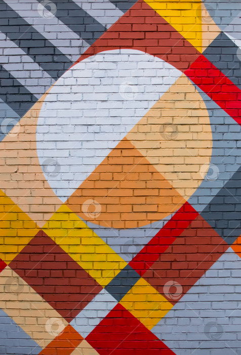 Скачать Кирпичная стена с абстрактным геометрическим рисунком фотосток Ozero