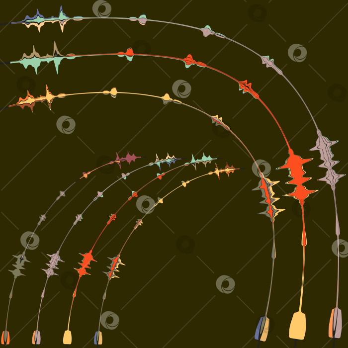 Скачать Дугообразные яркие линии на темно-зеленом фоне. фотосток Ozero