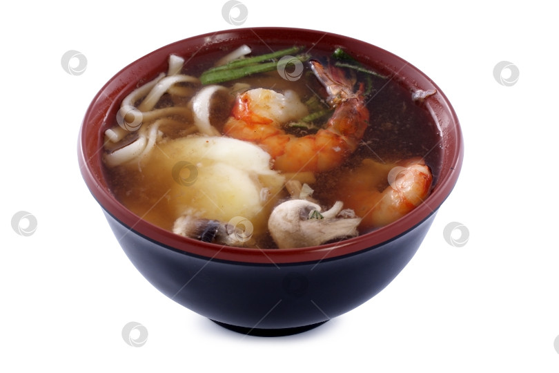 Скачать Японский суп с грибами и креветками фотосток Ozero