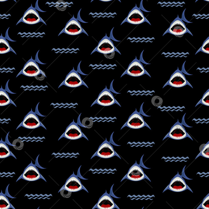 Скачать Бесшовный узор из мультфильма "Злые акулы" фотосток Ozero