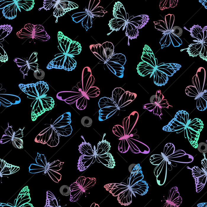 Скачать Яркие бабочки с бесшовным рисунком на черном фоне фотосток Ozero